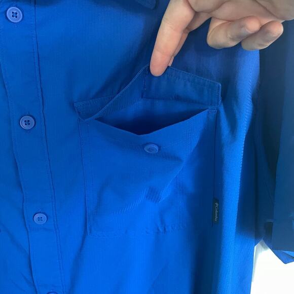 Columbia Sportswear Blue Short Sleeve Button Up Shirt Outdoors Men's Size XXL - Picture 2 of 6